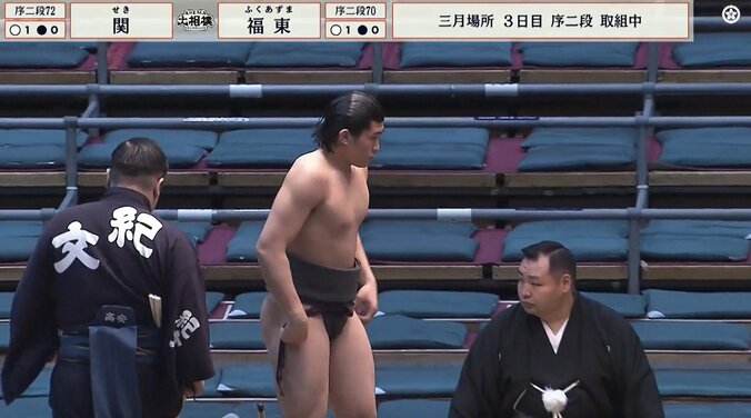 「すごいイケメン力士きた」「いい体してる」序二段“ざんばら”力士が話題 66.8キロ差の巨漢を圧倒 2枚目
