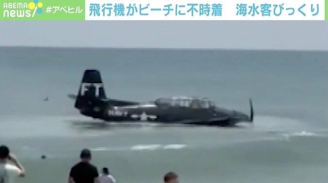 海水浴客もあ然…飛行機がビーチに緊急着水 米フロリダ州 1枚目