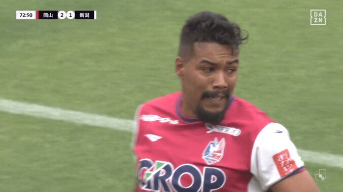 「プロレスラーかよ！」Jリーグ怪物FWの“恐怖のぶっ潰し守備”にSNS騒然「ルカオが柔道しとる」「なぜノーファウル？」「花園じゃないよ」新潟DFとの異次元デュエルが話題 5枚目