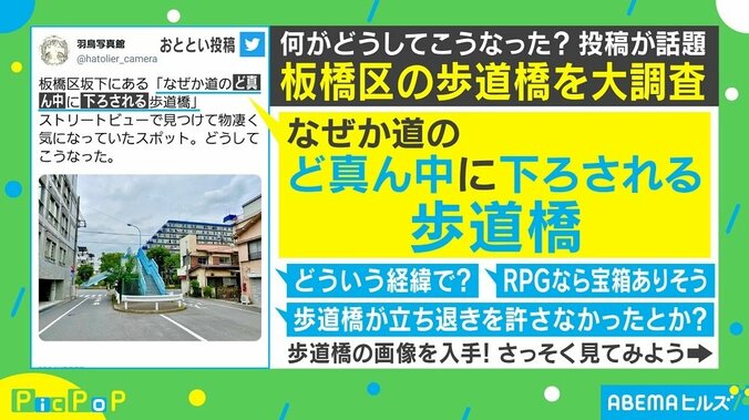 「どういう経緯？」「RPGなら宝箱ありそう」 板橋区で撮影された“エモい歩道橋”が話題に 1枚目