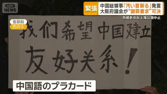 中国語のプラカード