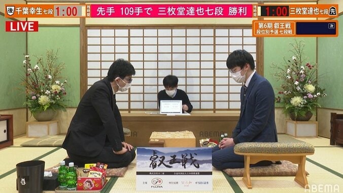 三枚堂達也七段が千葉幸生七段に勝利 ベスト8に進出／将棋・叡王戦 1枚目