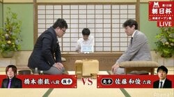 橋本崇載八段 対 今年度勝率1位・佐藤和俊六段　現在対局中／将棋・朝日杯将棋オープン戦