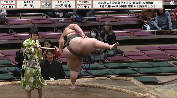 見事な四股を披露した三段目三十五枚目・土佐清水