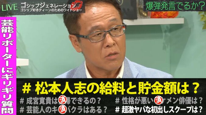 ダウンタウン・松本人志の月収は？　井上公造が独自分析 1枚目