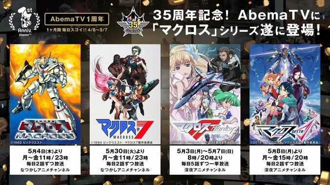 「マクロス」シリーズ35周年記念　初代から最新作ΔまでAbemaTV放送決定 1枚目