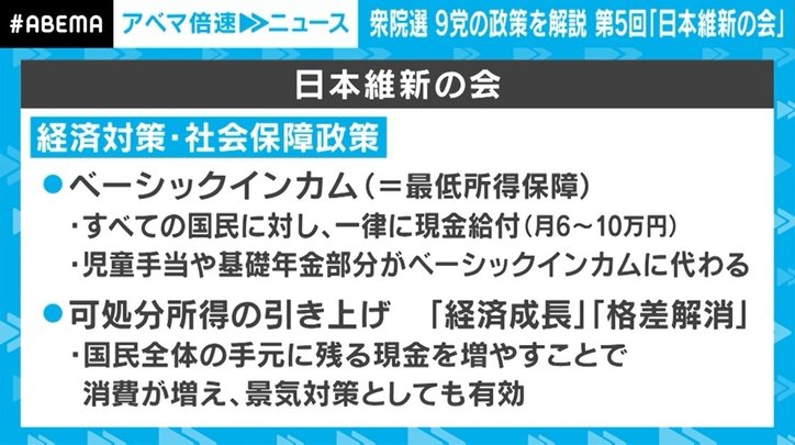「ベーシックインカム」を公約に　“身を切る改革”と“地方の自立”を提言 【9党の政策を解説 第5回「維新の会」】