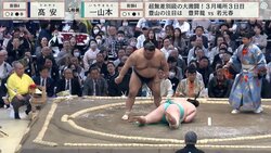 大物女性芸人が“推し力士”の応援タオル掲げてガチ応援 勝利に体をクネクネ喜び大爆発「かわいいな」「勝利の舞w」