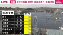 津波注意報 震度4 北海道地方・東北地方