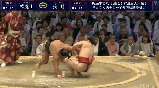 【画像】松鳳山が手をついたと思いきや、炎鵬の右足が返っていた瞬間 1枚目