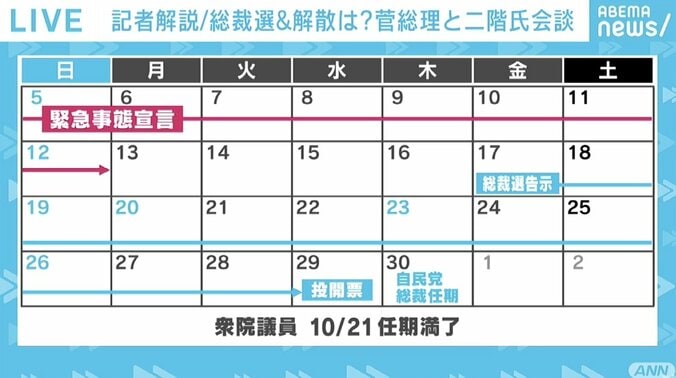 自民党総裁選、“9月17日告示、29日投開票”へ…菅総理は党の実力者たちの支持を背景に、政策論争を通して実績アピールか 1枚目