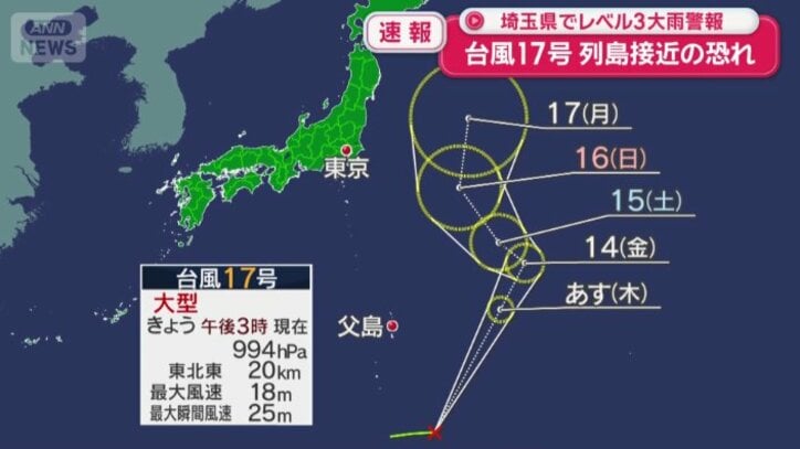 台風17号の影響は？