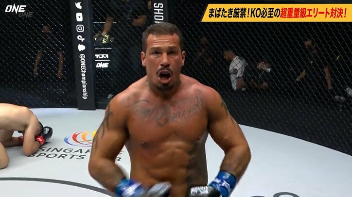 ヘビー級最強、“よもや”の悶絶KO劇に「アーッ！」放送席が絶叫 「あばらが折れた？」心配の声も