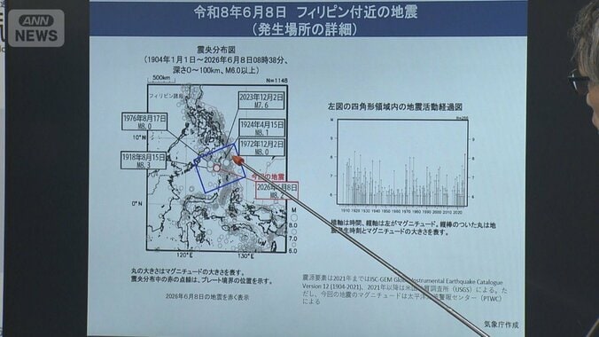 フィリピン付近の地震　発生場所の詳細（気象庁会見）