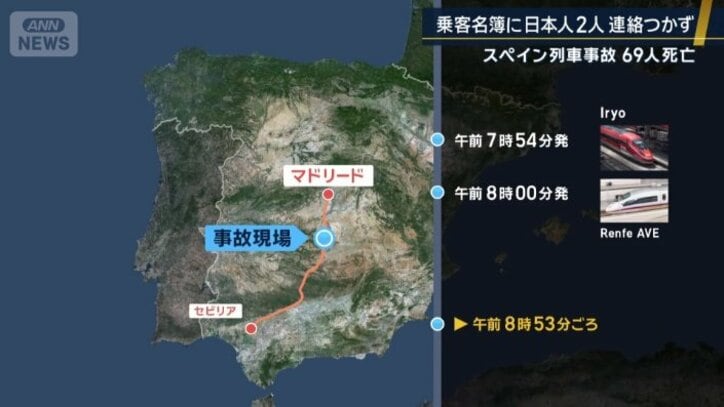 2本の列車は、出発した駅、目指す街も同じ