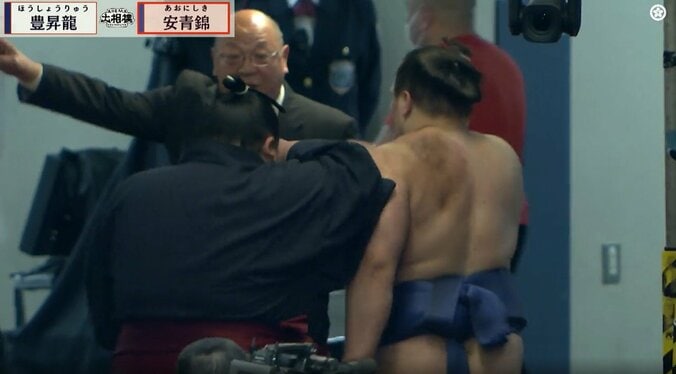 歓喜の安青錦と付け人