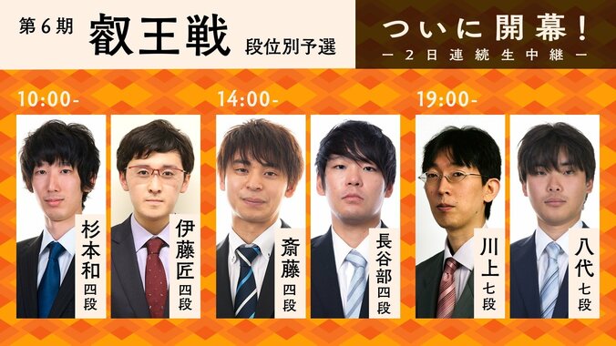 将棋・第6期叡王戦、ABEMAで開幕戦を単独配信 11月は段位別予選を20局以上 2枚目