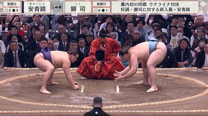 腰を上下させる獅子（写真右）