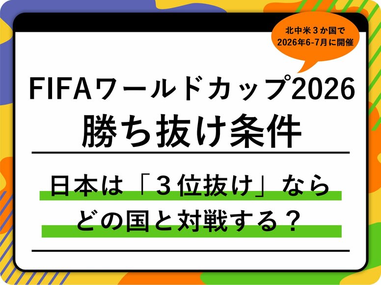 【FIFAワールドカップ2026】決勝トーナメントの進出条件まとめ｜日本代表は「3位抜け」だとどの国と対戦？