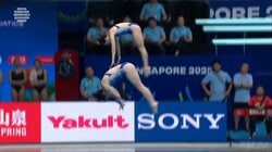 勢いよく飛び込んだはずなのに「チャプン」って…飛込大国・中国の女子ペアの技術によって極限まで下げられた音と水しぶきが小さすぎ