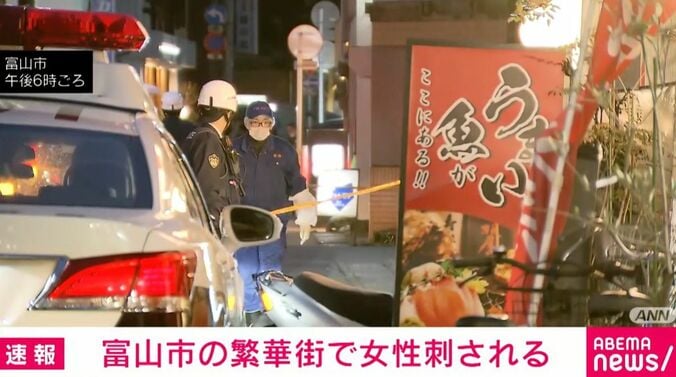 繁華街に停まったパトカー