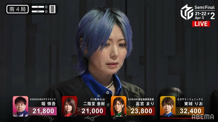 「あ、忘れてた」東城りお、究極の緊張乗り越えトップに決めポーズ忘れる“珍プレー”/麻雀・Mリーグ