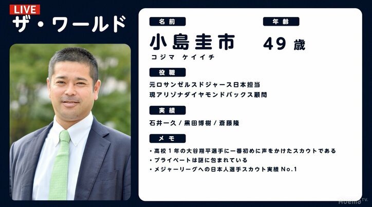 元メジャースカウト小島氏「大谷は10分見て監督に取ろうと伝えた」類稀な身体能力に着目