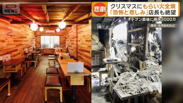 全焼した店舗の焼け跡（右）