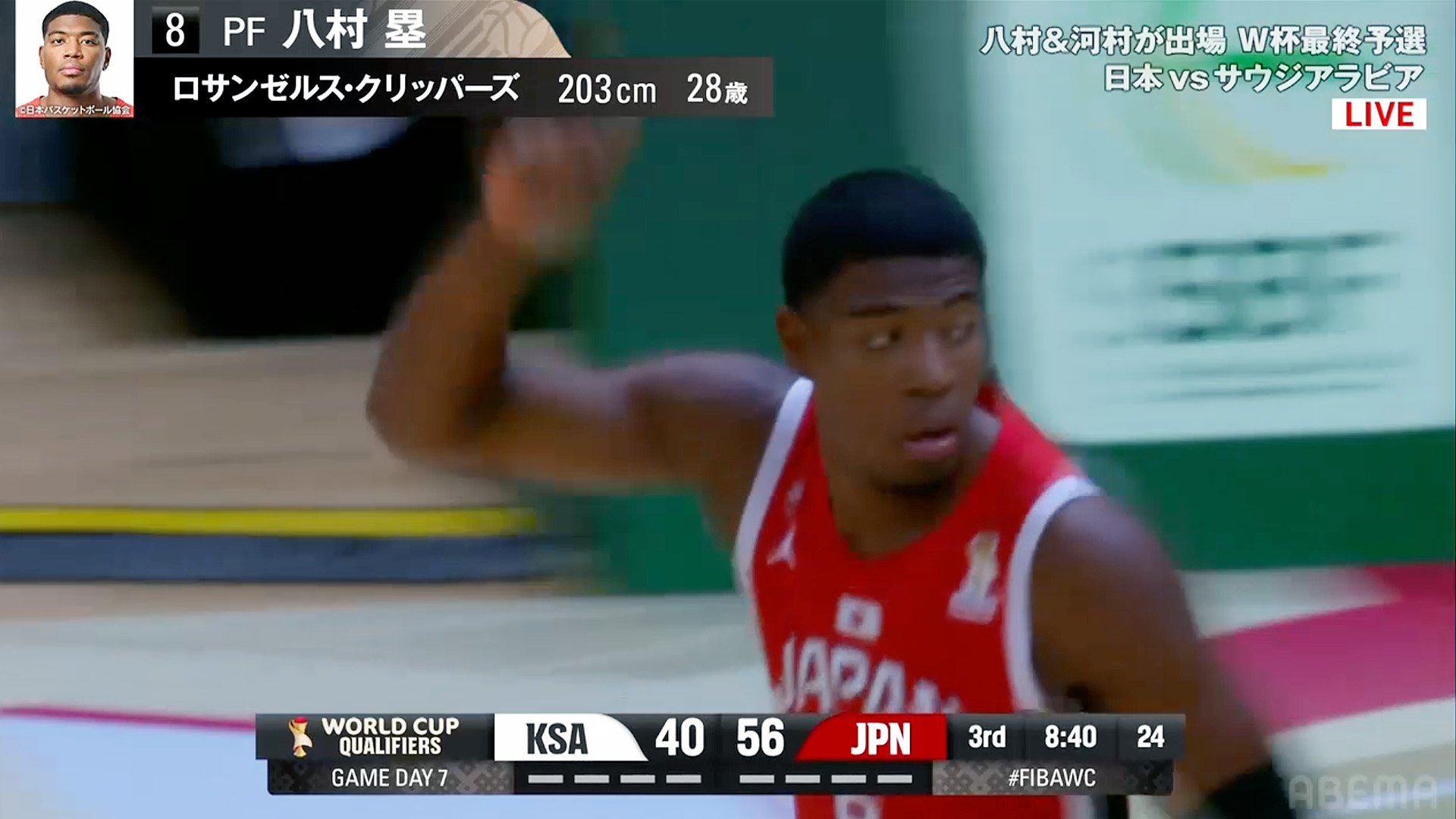 バスケ日本代表、サウジアラビアに100点ゲームで快勝！八村塁、脅威の