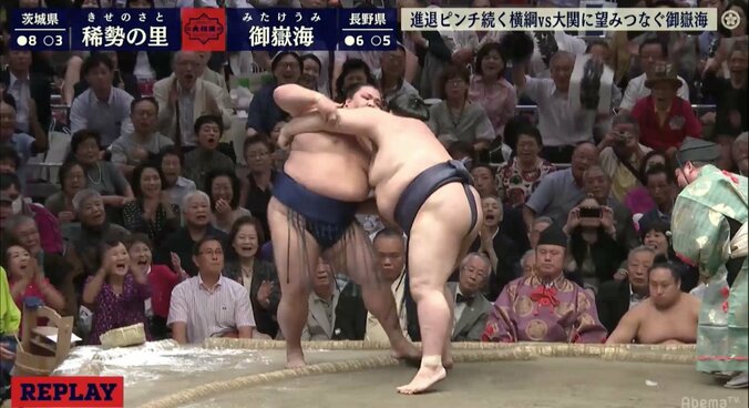 谷川親方「足で残して勝機を見出している」　稀勢の里が寄り切りで御嶽海を退けて9勝目、御嶽海は6敗 1枚目