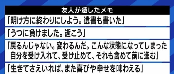 4人に1人が“周りの人を自殺で亡くした経験”…家族に比べて打ち明けづらい友人知人の自死、悩み続けたあさのますみさんに聞く 5枚目