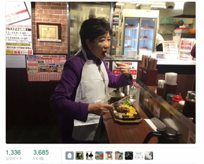 小池都知事は「いきなり！ステーキ」リピーター？　 立ち食い姿にネット騒然 1枚目