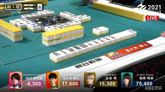 地獄の門が半分開いた？魔王・佐々木寿人、戦慄の倍満ツモに実況絶叫「裏3！また来た！」／麻雀・Mリーグ 2枚目