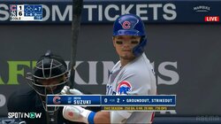 鈴木誠也、5試合連続安打！　5点を追う7回に先頭打者で痛烈レフト前ヒットを放ち反撃の狼煙