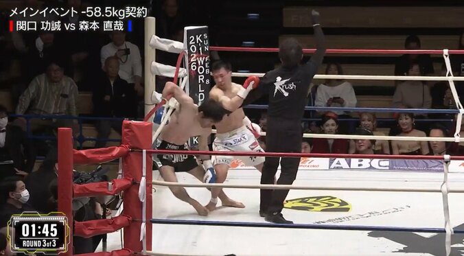 ロープにもたれたまま…ラウンドガール絶句の衝撃KO 驚異のタフネスも突如“糸が切れた”ような劇的決着 4枚目
