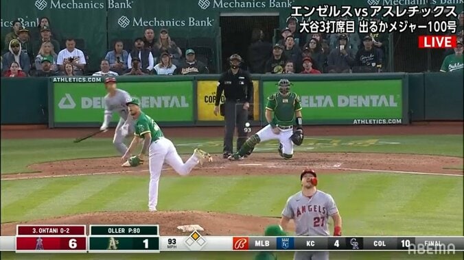 大谷翔平、127メートル豪快弾に塁上のトラウトも“お口あんぐり” ベンチでの二人の振る舞いにファンほっこり 1枚目