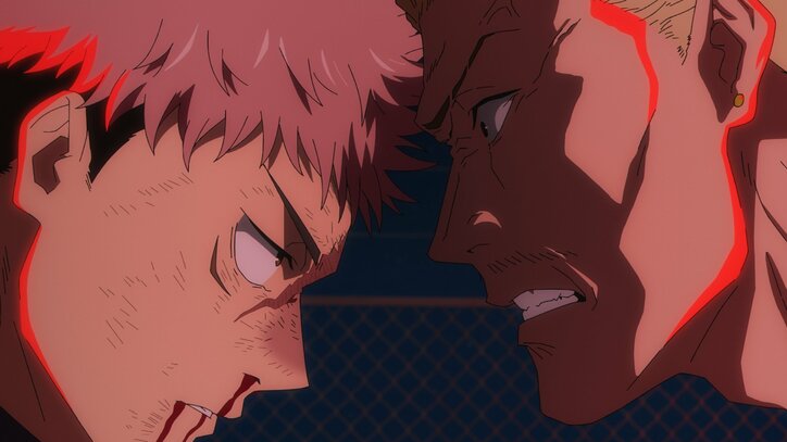 アニメ「呪術廻戦」53話場面カット 秤金次と虎杖悠仁