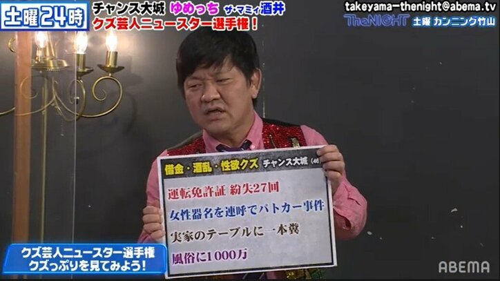 芸人・チャンス大城、酒癖の悪さで「東京都で免許証を無くした人」第3位にランクイン