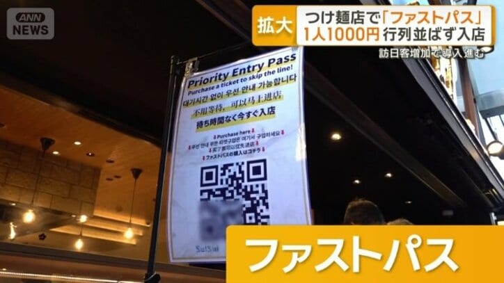 店の前にあるバーコードからファストパスを購入