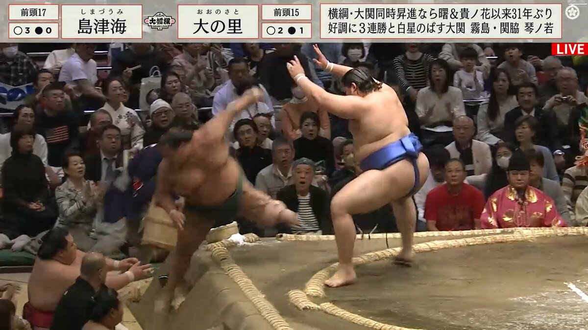実況者も「圧倒しました！」と興奮 未完の大器・大の里、ノーマル突き