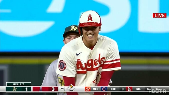 「いいヒットだったでしょ」？大谷翔平、3試合連続ヒットに満面の笑み ファンも「めっちゃ笑っとるw」「ニヤニヤかわいい」 1枚目