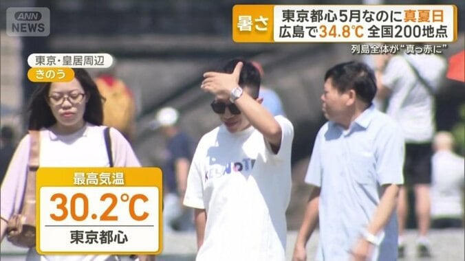 17日の東京都心で最高気温30.2℃