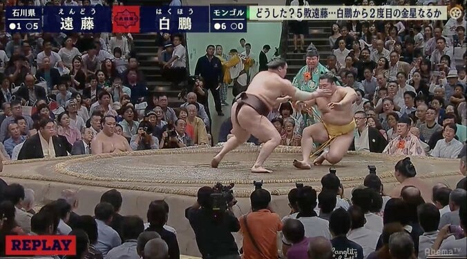 白鵬が無傷の7連勝、横綱通算800勝にあと1勝　遠藤は元気なく「腰砕け」 1枚目