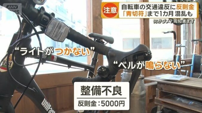 ベルが鳴らないなど整備不良は5000円の反則金