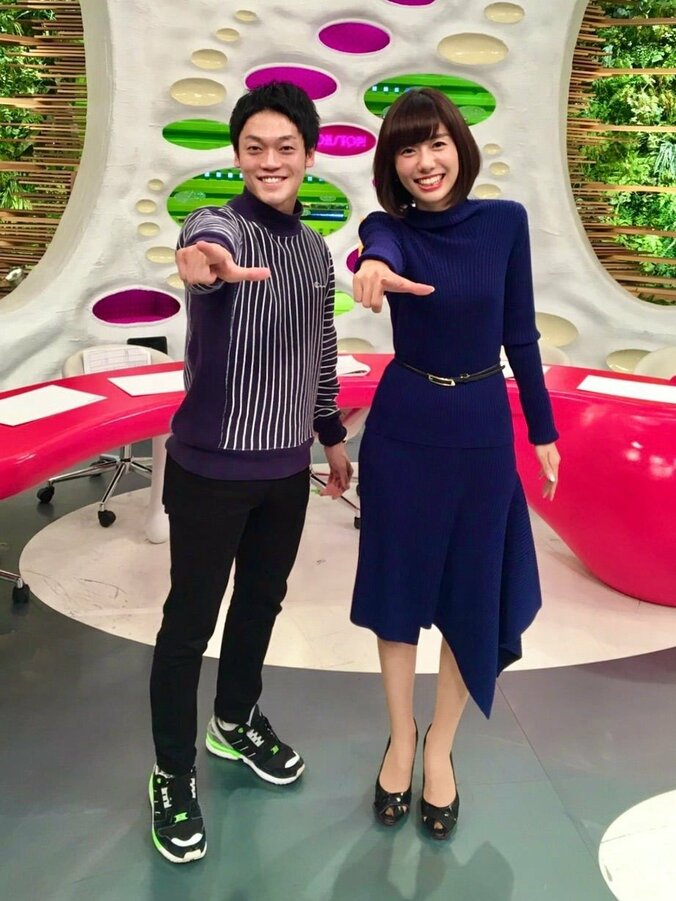 当時のおばたのお兄さん＆山崎夕貴アナウンサー