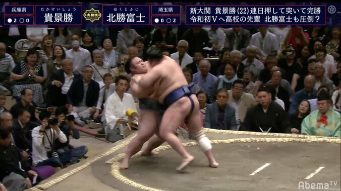 貴景勝、3日目に初黒星で館内は大きなため息…　北勝富士は高校の先輩の意地を見せる　 1枚目