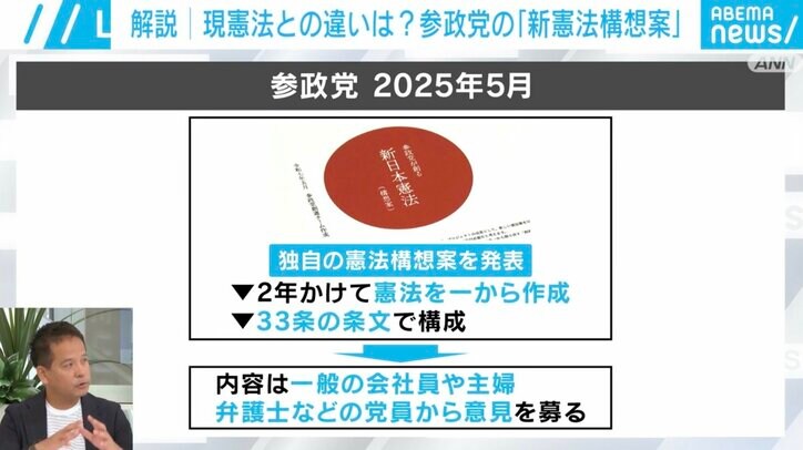 【写真・画像】“参政党の憲法草案”に専門家「日本国憲法の方が100倍いい」「憲法に報道機関をこういう風に書くのは中国・北朝鮮、そういう非民主主義国家にしかない」　1枚目