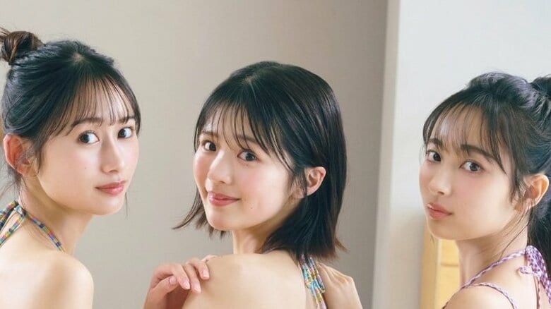 NMB48 11期生の大注目トリオ 岡腰星来＆田中れい＆谷口詩乃が初グラビア 『ヤンマガ』