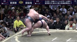 貴景勝、“難敵”・御嶽海を突き落として5勝目 土俵際の攻防に館内の熱気は最高潮