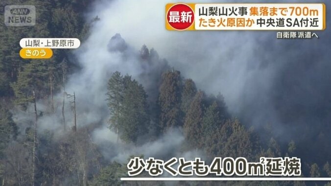 延焼範囲は少なくとも400平米